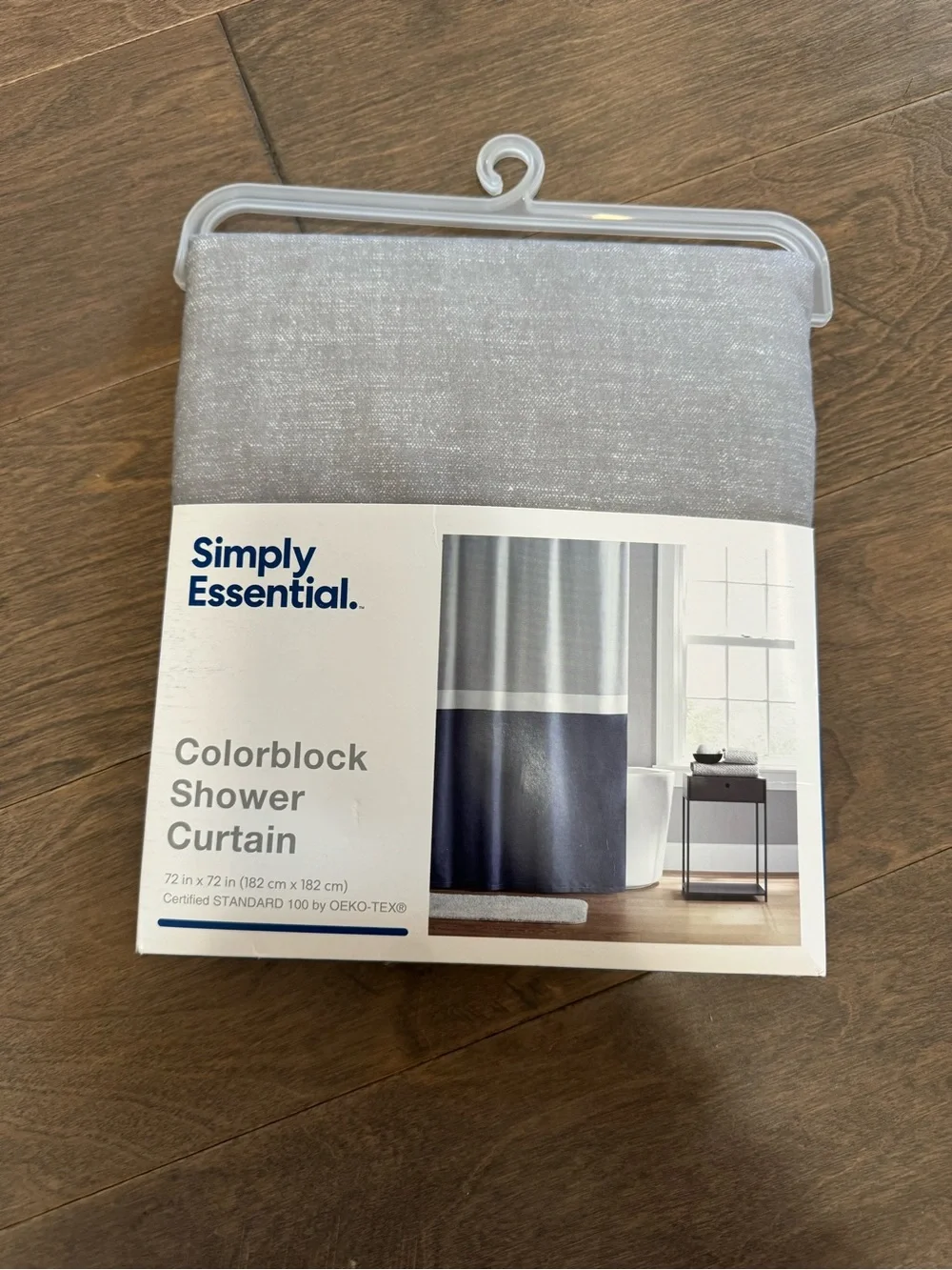 Simply Essential Colorblock Shower Curtain in Gray & Navy
